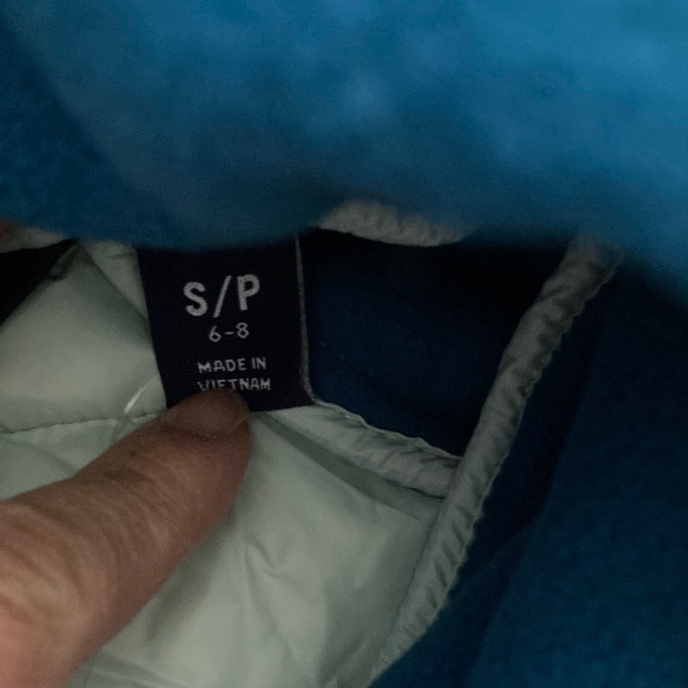 Lands' End Blue and Light Green Quilted Fleece Hoodie - Picture 4 of 11